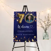 70th Birthday blue gold stars photo welcome Foam Board