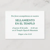 Green Spanish Minimalist Temple Sealing Invitation