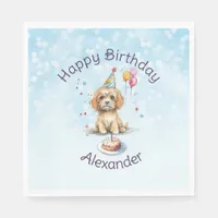 Cute Puppy with Party Hat Birthday Napkins