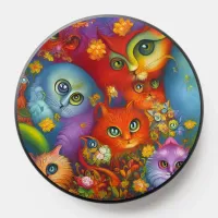 Colorful Crazy Kitty Cat Kitten Collage PopSocket