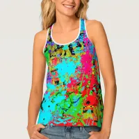 Bright Colorful Splatter Abstract Art  Tank Top