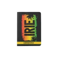 Jamaican Patois IRIE Quote Rasta Flag Sunset Passport Holder