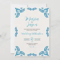 Mexican Talavera Turquoise Minimalist Wedding Invitation