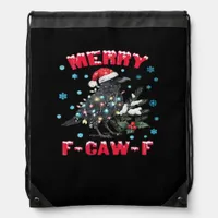 Merry F-Caw-F Funny & Vintage Design Drawstring Bag