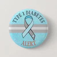 Type 1 Diabetes Alert Blue Gray Button