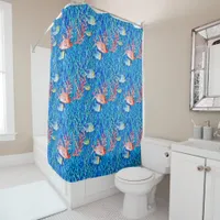 Blue Water, Fish and Coral Oceanic  Shower Curtain