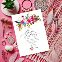 Hot-Pink Boho Chic Floral Garden Party Invitation