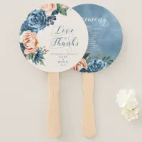 Roses Blue/Peach  Wedding Ceremony ID584 Hand Fan