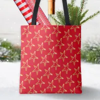 Stars Pattern Red Rustic Christmas Elegant Stylish Tote Bag