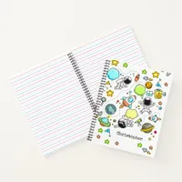 Illustrated Astronaut Space Rockets Handwriting Notebook