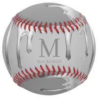 Chrome Dripping Metal Monogram Softball