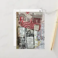Vintage Restroom Women Mixed media collage Postcard