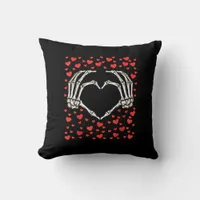 Skeleton Hand Red Heart Birthday Valentines Day  Throw Pillow