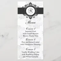 monogram silver wedding menu