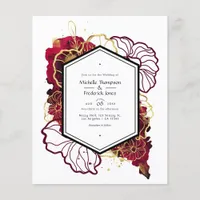 Burgundy and Gold Abstract Floral Wedding Invite Flyer