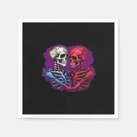 American Traditional Skeleton Holding Hands Tattoo Napkins