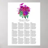 Vintage Fuchsia and Purple Floral Seating Chart