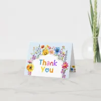 Sage Green Rainbow Wildflower  Thank You Card