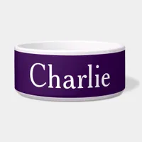 Custom Personalized Name Photo Art Dark Purple Pet Bowl