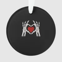 Skeleton Hands Form A Heart With Red Heart Bright  Ornament