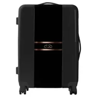 Black rose gold monogram initials elegant luggage