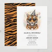 Party Animals Funny Tiger Kids Birthday Party Invitation
