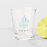 Beach House Sailboat Aqua Blue ID623 Shot Glass