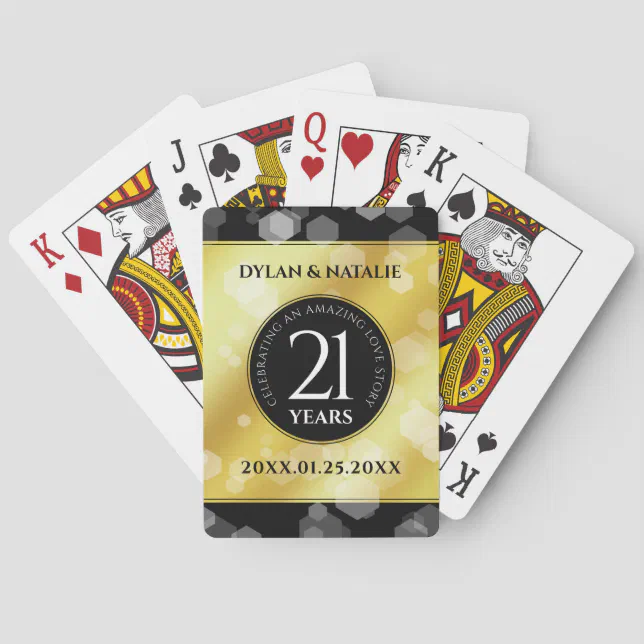 Elegant 21st Brass Wedding Anniversary Celebration Poker Cards