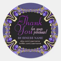 Fractal Art Purple Royal Web Business Thank You Classic Round Sticker