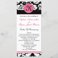 monogram pink damask Wedding program