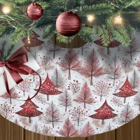 Red White Christmas Tree Pattern#4 ID1009 Brushed Polyester Tree Skirt