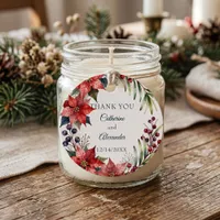 Watercolor Poinsettia Winter Wedding Thank You Favor Tags