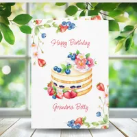 Vanilla Cake Personalized Grandma's Birthday Card