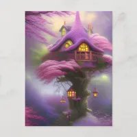 Cherry Blossom Fairy House Fantasy  Postcard