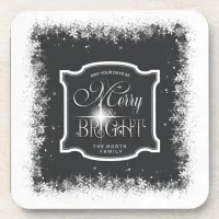 Merry & Bright Snowfall Christmas ID591 Beverage Coaster