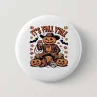 It’s Fall Y’all Western Cowboy Pumpkin Halloween Button