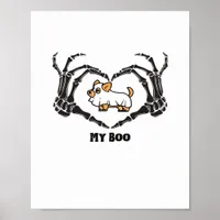 My Boo Chihuahua Costume With Skeleton Heart Hands Poster