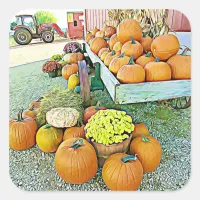 Pumpkins Halloween Autumn Floral Stand Stickers