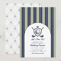 Navy, White & Sage Preppy Country Club Golf Party Invitation