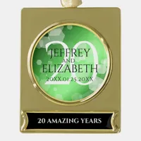 Elegant 20th Emerald Wedding Anniversary Gold Plated Banner Ornament
