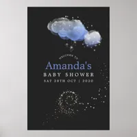 Watercolor Stars Night Sky Boy Baby Shower Welcome Poster