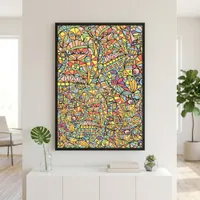 Colorful Pastel Abstract Geometric Doodle Pattern Poster