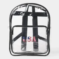 USA in Stars and Stripes American Flag Clear Backpack