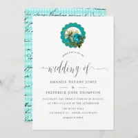 Teal - Turquoise and Gold Chic Paris Wedding Invitation