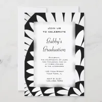 Black and White Flower Graduation Party Invitation