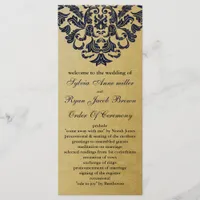 Elegant Filigree Navy Gold Wedding Program