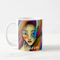 Personalized Colorful Abstract Art Pretty Girl Coffee Mug