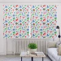 Heart and Flower Drawings Blackout Curtains