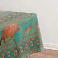 Southwest Cute Javelina Family Copper Teal Large Tablecloth