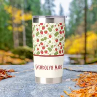 Strawberry Blossoms and Berries Pattern  Insulated Tumbler